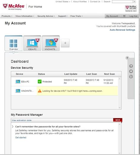 mcafee livesafe my account.